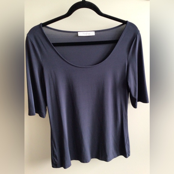 MaxMara Navy Blue Scoop Neck T-Shirt - US Small - New without Tag - Picture 5 of 6